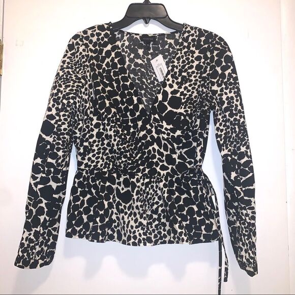 NWT leopard print WHO WHAT WEAR lightweight wrap/side tie blouse, Sz S NEW!🏷 - Picture 2 of 16